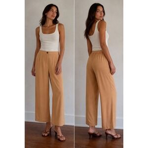 Vintage Evelyn & Arthur‎ Womens Medium 100% Silk Wide Leg Pants Apricot Tan